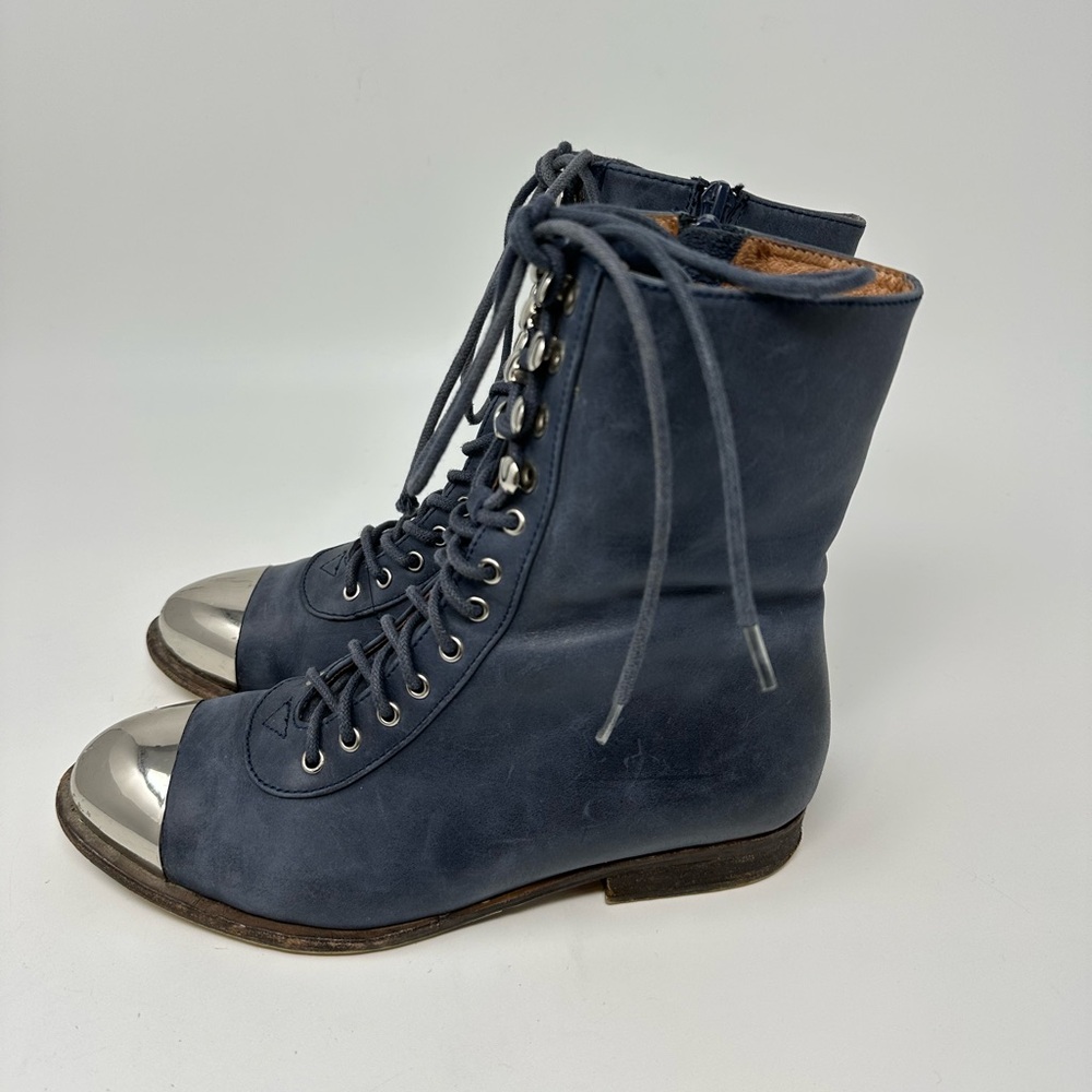 Jeffery Campbell Zorro Blue Leather Boots Women's 36
